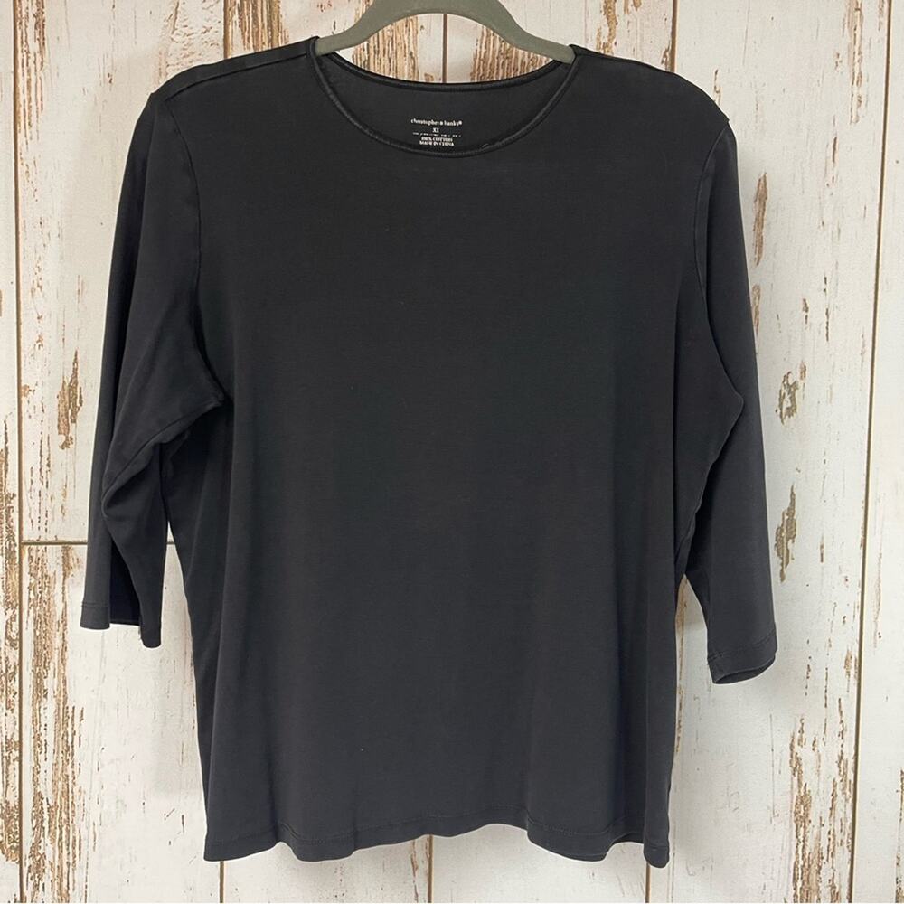 Christopher & Banks, 3/4 Sleeve Black Shirt. Size XL. In good used condition!